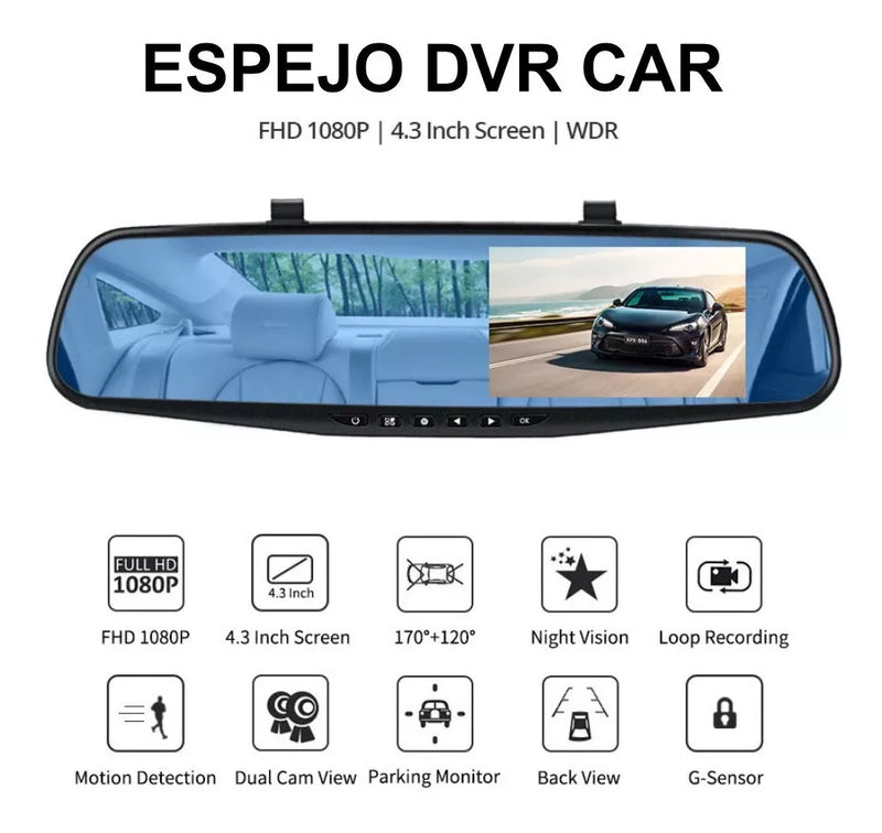 ESPEJO RETROVISOR CAMARA DELANTERA + CAMARA TRASERA